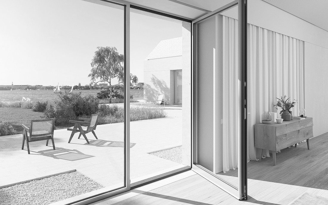 Multifamily building with high-performance glazing